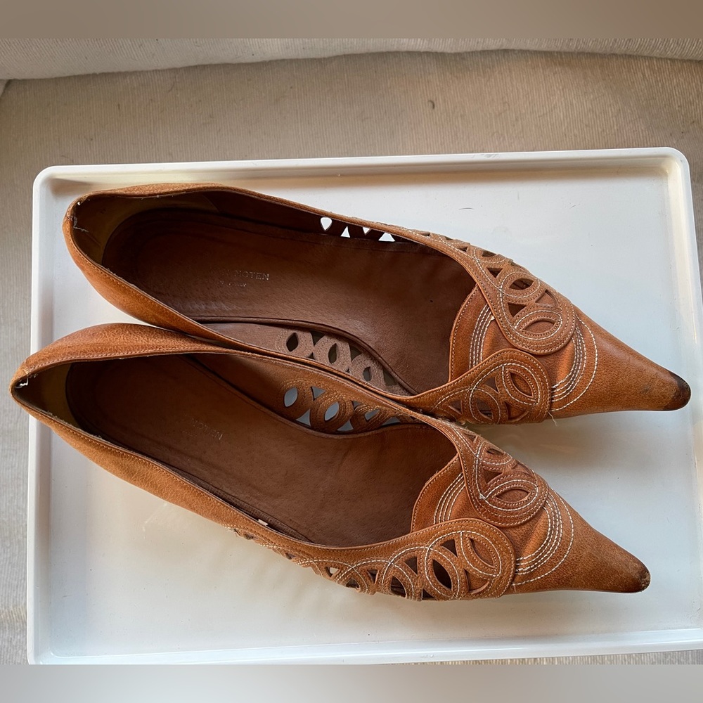 Dries Van Noten leather cutout flats